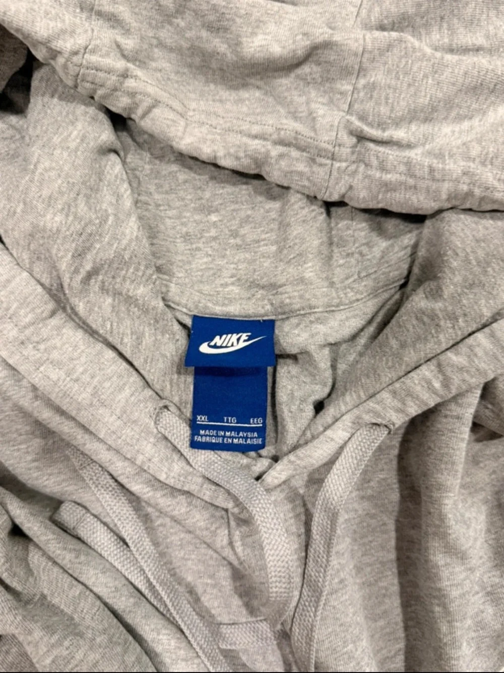 Nike Light Gray Men’s Hooded Pullover with White Swoosh